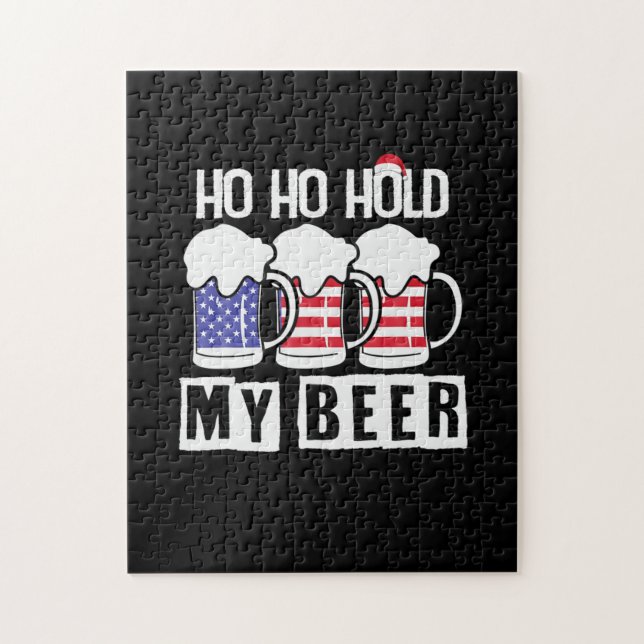 Quebra-cabeça Beer Drinker Ho Ho Segurar Minha Cerveja USA Anive (Vertical)