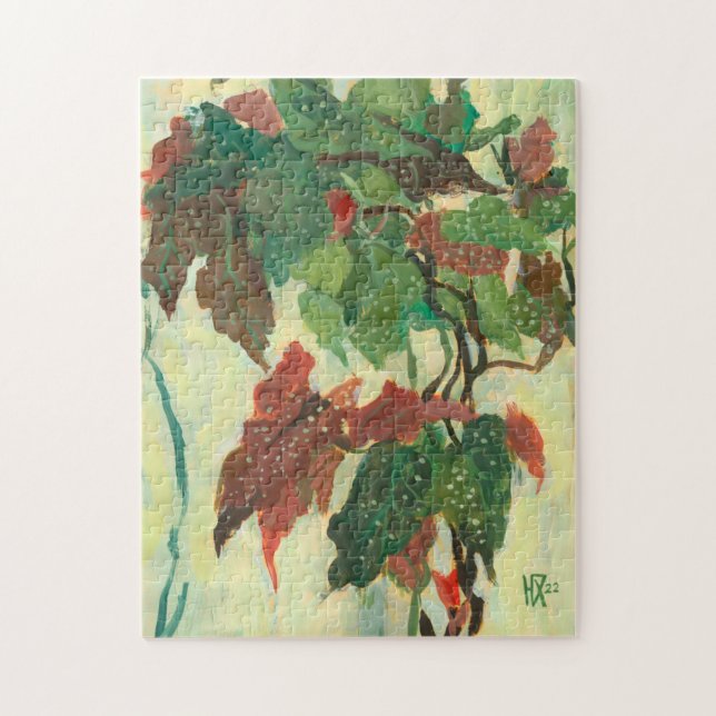 Quebra-cabeça Begonia Maculata Home Garden Plant Floral Painting (Vertical)