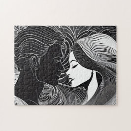 Quebra-cabeça Beijo do Amor, Segredo Negro e Branco