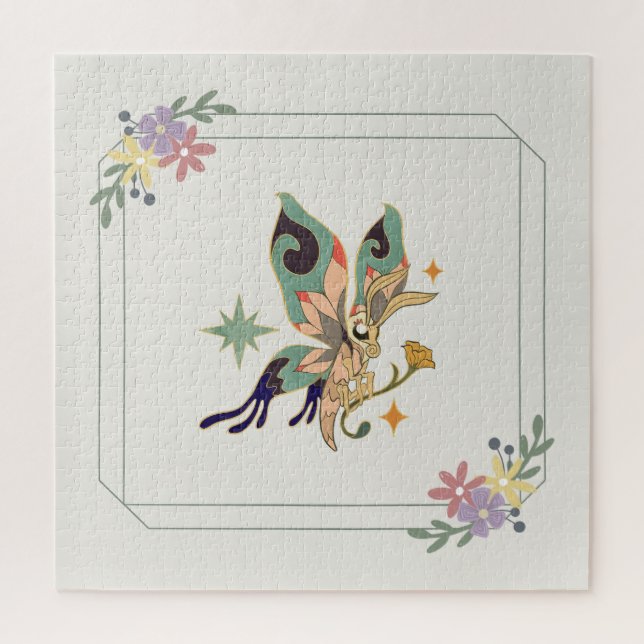 Quebra-cabeça Bela Borboleta Gráfica, Fundo bege (Vertical)