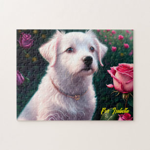 Quebra-cabeça Bela Coleção De Cão E Rosa
