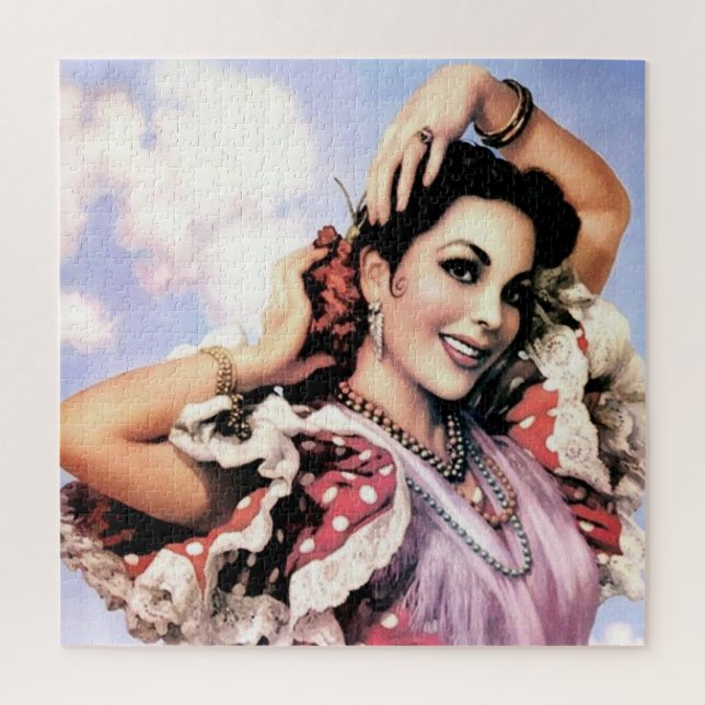 Quebra-cabeça Bela Dançarina Espanhola de Flamenco de Bolinhas V (Vertical)