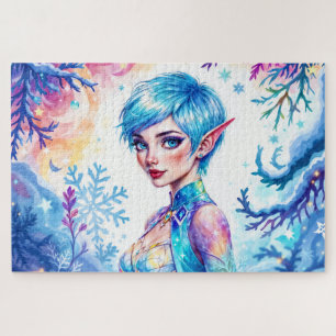 Quebra-cabeça Bela elfo de inverno encantou arte rainha da geada