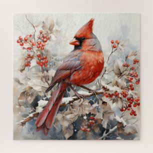 Quebra-cabeça Bela Pássaro Vermelho Cardinal