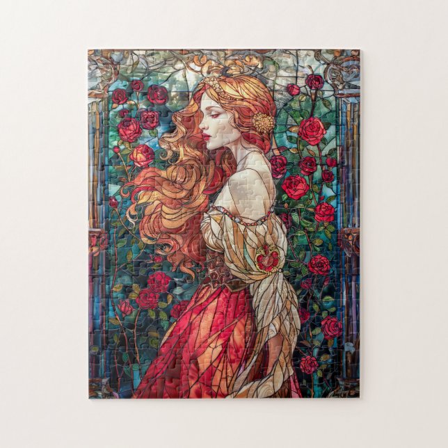 Quebra-cabeça Bela Princesa Entre Rosas (Vertical)