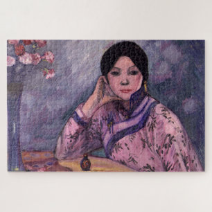 Quebra-cabeça Bela Senhora Japonesa com um Frasco de Perfume