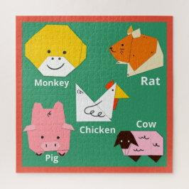 Quebra-cabeça Belas charges de animais Divertimento Cor verde-sá