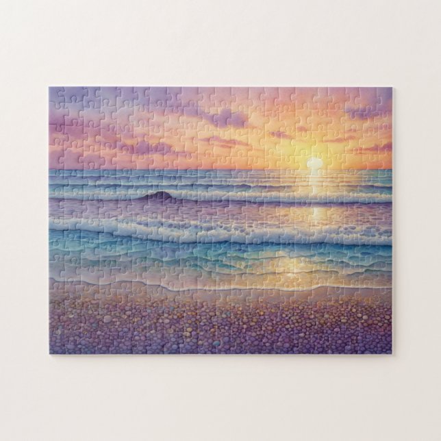 Quebra-cabeça Belas Ondas de Praia e Arte Litorânea (Horizontal)