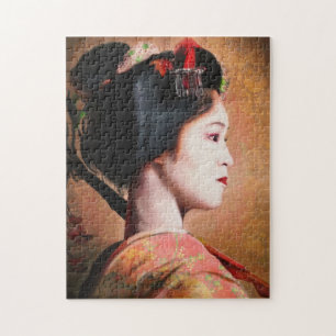 Quebra-cabeça Beleza da pintura de Geisha, japonesa senhora maik