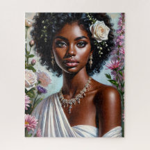 Belíssima Negra Rosa Floral Retrato