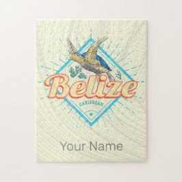 Quebra-cabeça Belize Caribe Tartaruga Retroativa Vintage Souveni