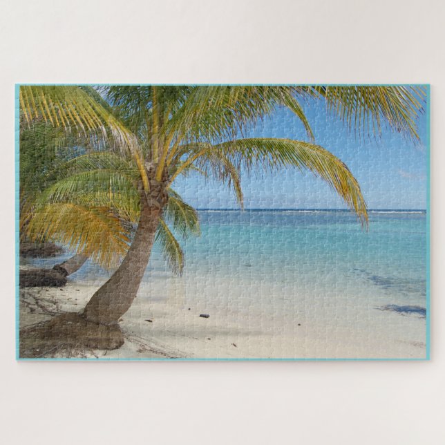 Quebra-cabeça Belize Palm Tree Beach Caribe Ocean Seascape (Horizontal)