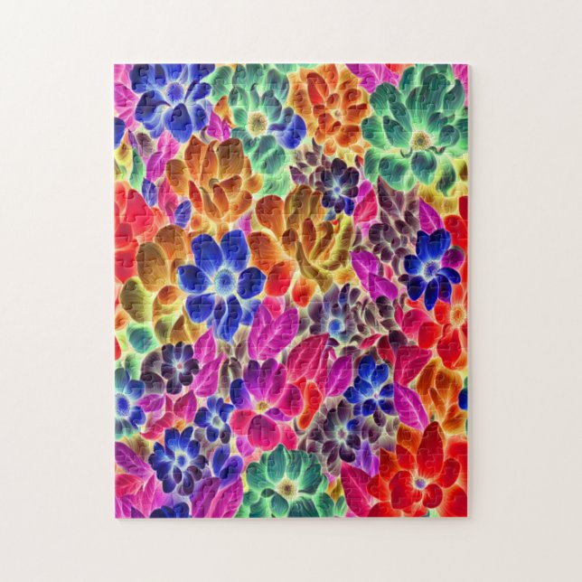 Quebra-cabeça Belo Abstrato Colorido Floral - (Vertical)