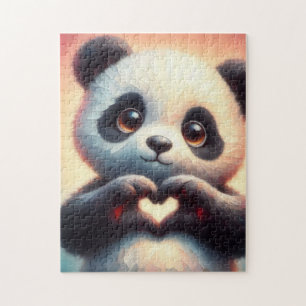 Quebra-cabeça Belo Amor Coração Panda