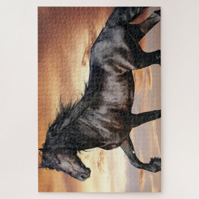 Quebra-cabeça Belo Cavalo Negro (Vertical)