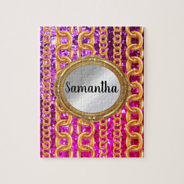 Quebra-cabeça Belo e Dourado Monograma de Elegante (Vertical)