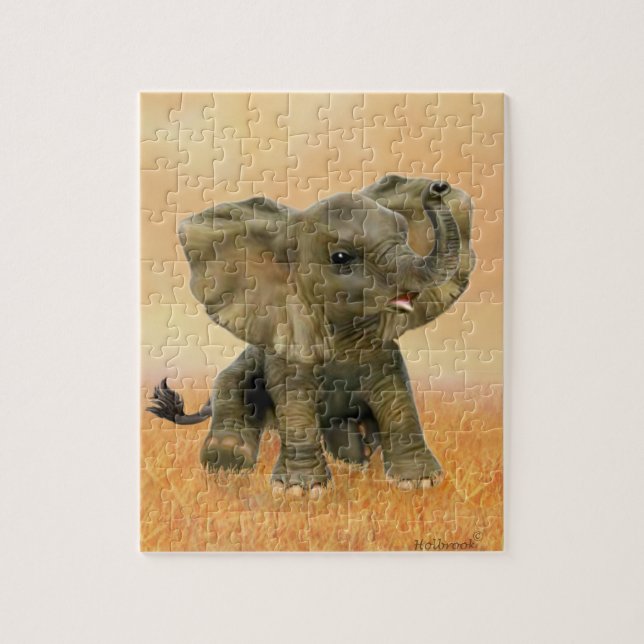 Quebra-cabeça Belo Elefante Africano Bebê (Vertical)
