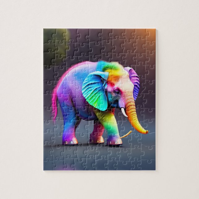 Quebra-cabeça Belo Elefante Colorido (Vertical)