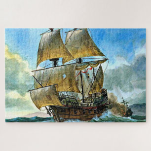 Quebra-cabeça belo navio com quatro mastros