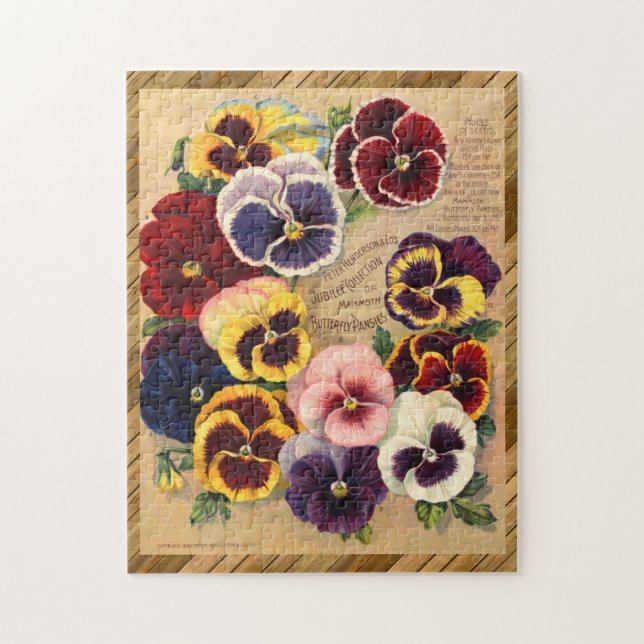 Quebra-cabeça Belo Pacote de Sementes Floral Vitoriano PANSIAS (Vertical)