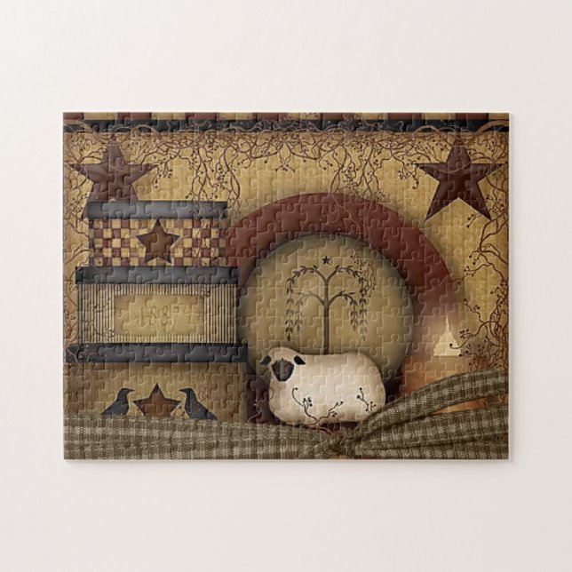 Quebra-cabeça Belo País/Ilustração Primitiva (Horizontal)