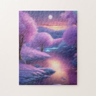 Quebra-cabeça Belo pano de fundo roxo numa noite de inverno