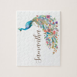 Quebra-cabeça Belo pavão azul de água I