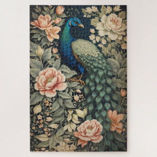 Quebra-cabeça Belo Peacock William Morris Inspirou Floral