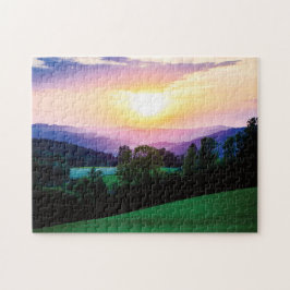 Quebra-cabeça Belo pôr do sol sobre Mühlviertel, Áustria