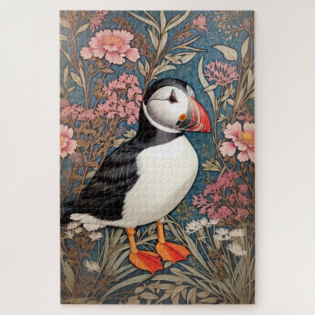 Quebra-cabeça Belo Puffin William Morris Inspirou Poster (Vertical)