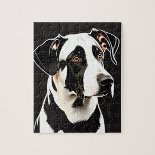 Quebra-cabeça Belo retrato preto e branco de cão