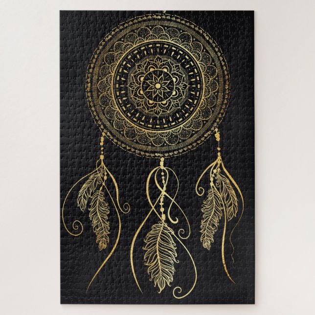 Quebra-cabeça Belo Sonho Dourado Negro Catcher Mandala (Vertical)