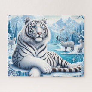 Quebra-cabeça Belo Tigre Branco de Neve