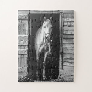 Quebra-cabeça Belos Cavalos - Arco Rústico B&W Superdimensionad