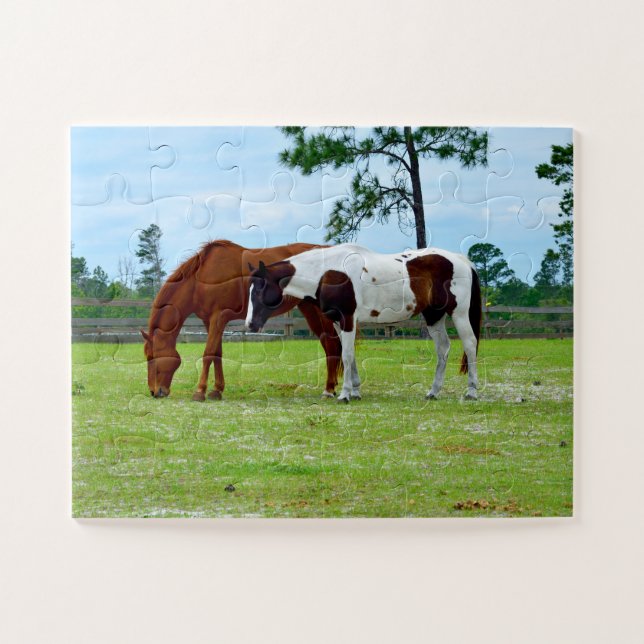 Quebra-cabeça Belos Cavalos num rancho (Horizontal)