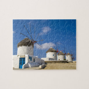 Quebra-cabeça Belos moinhos de vento na ilha de Mykonos,