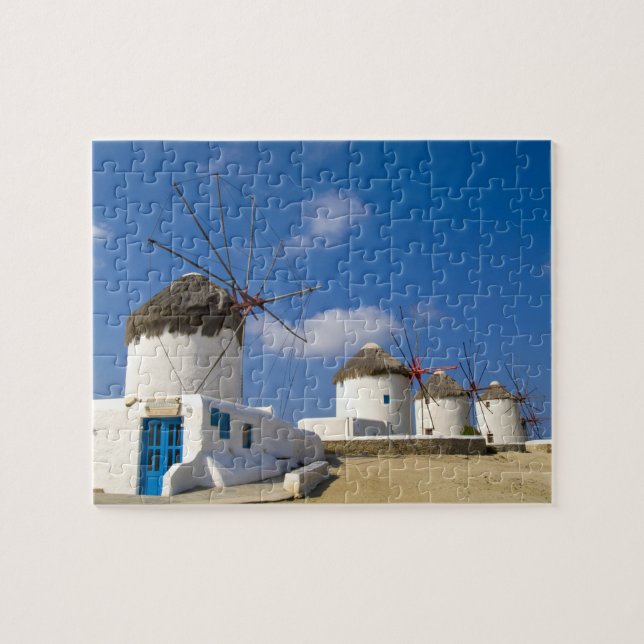 Quebra-cabeça Belos moinhos de vento na ilha de Mykonos, (Horizontal)
