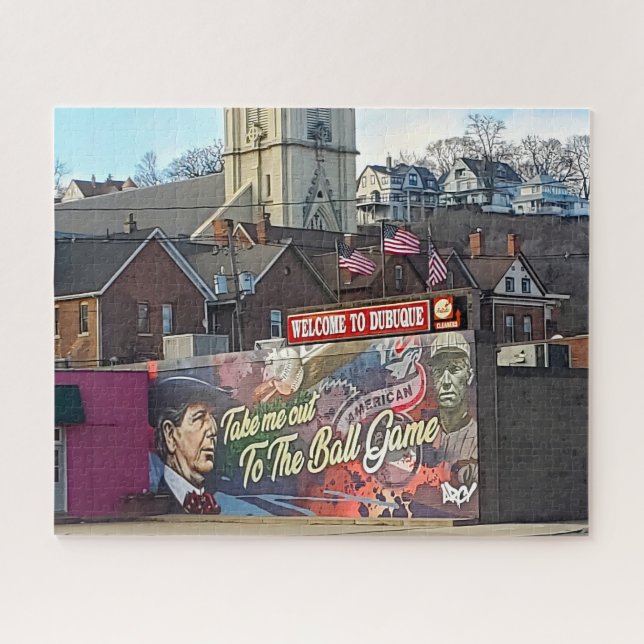 Quebra-cabeça Bem-vindo a Dubuque, Sinal de Iowa com Sinalizador (Horizontal)
