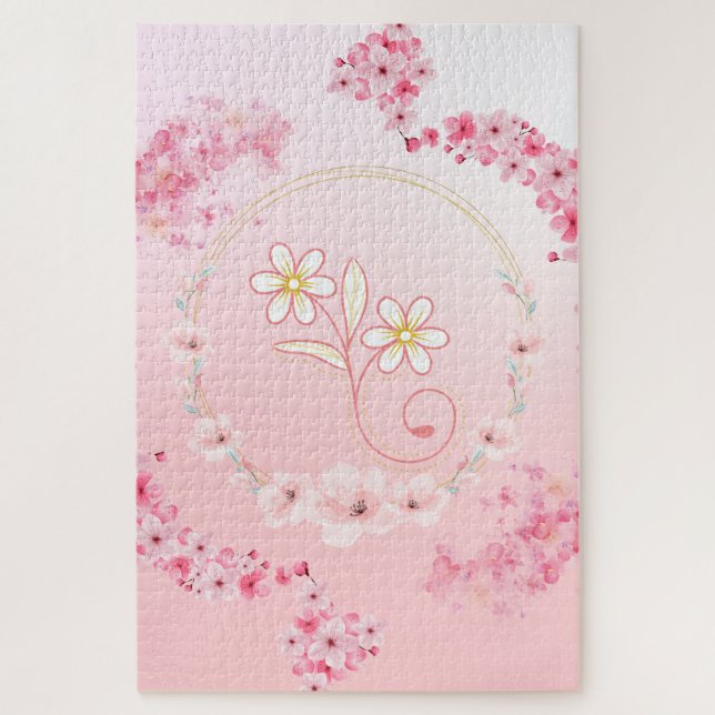 Quebra-cabeça Bênção do Florescer Rosado – Floral Suave (Vertical)