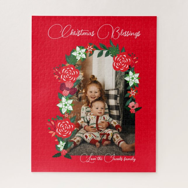 Quebra-cabeça Bênçãos de Natal Floral (Vertical)