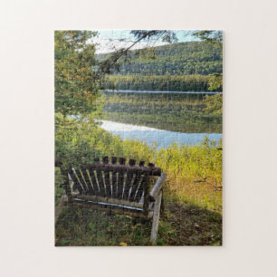 Quebra-cabeça Bench com vista lago Bailey na Península Superior