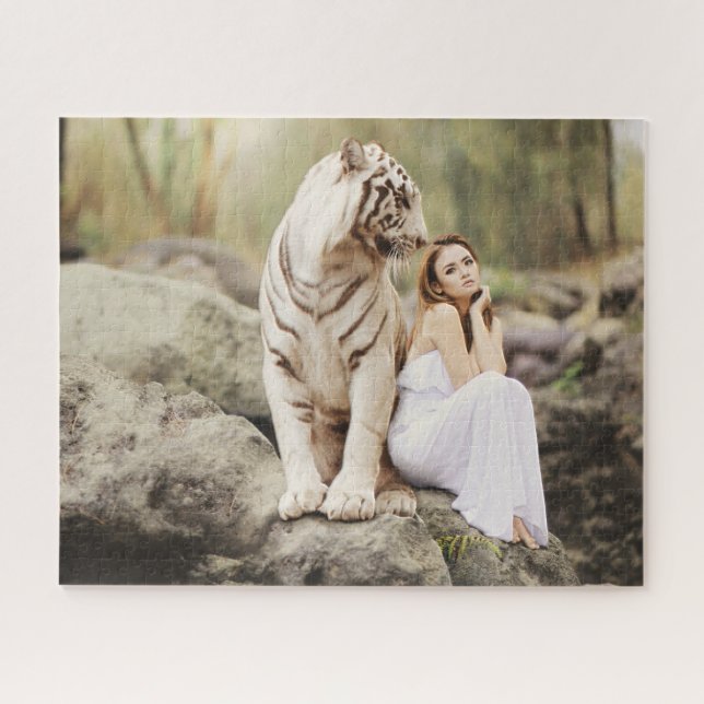 Quebra-cabeça Bengal Tiger e Lady (Horizontal)