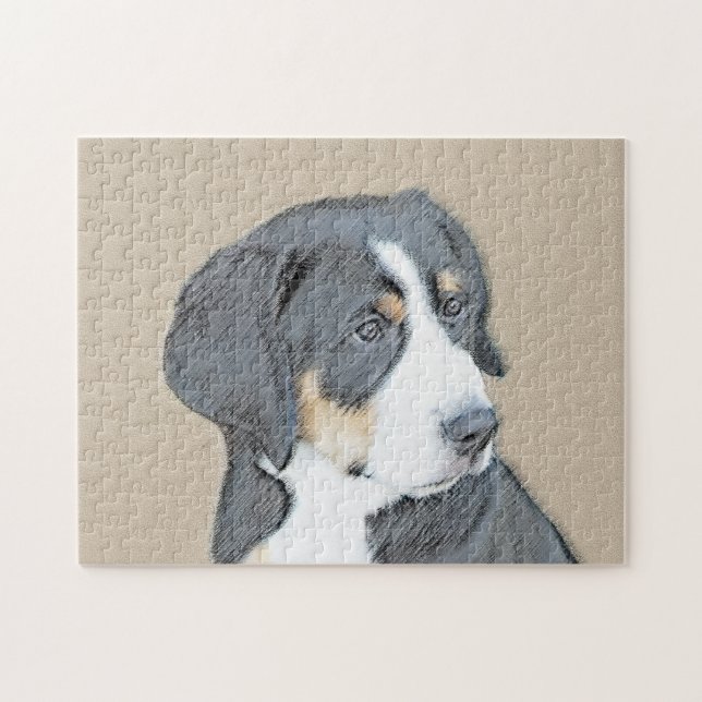 Quebra-cabeça Bernese Mountain Dog Puppy Painting - Arte Origina (Horizontal)
