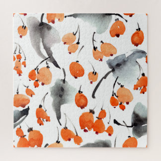 Quebra-cabeça Berries, folhas de aquarela, ilustração com tinta,