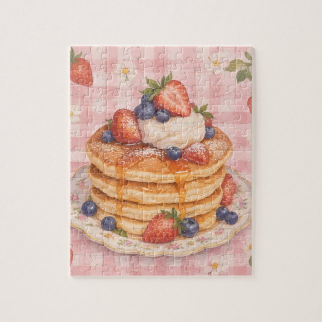 Quebra-cabeça Berry Sweet Stack: Panqueca de Morango e Mirtilo (Vertical)