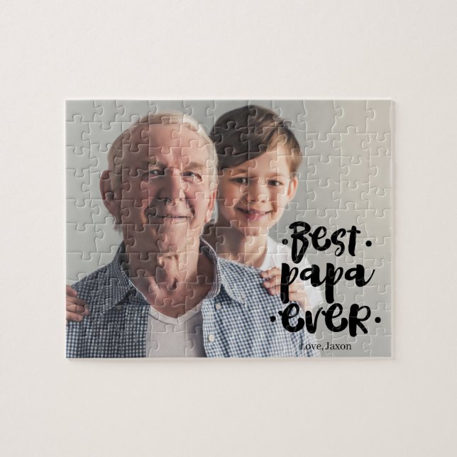 Quebra-cabeça Best Papa Ever Custom Photo Gift From Grandchild (Horizontal)