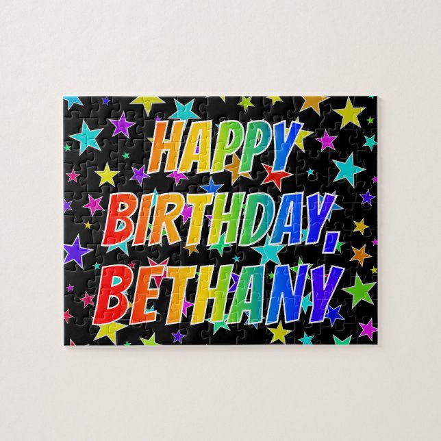 Quebra-cabeça "BETHANY" Primeiro Nome, Diversão "FELIZ ANIVERSÁR (Horizontal)