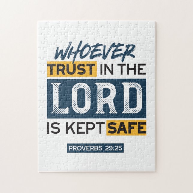 Quebra-cabeça Bible Quote Art - Proverbs 29:25 Trust in God (Vertical)
