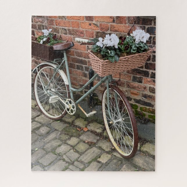 Quebra-cabeça Bicicleta com cestos de flores em Inglês Village (Vertical)