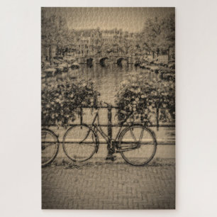 Quebra-cabeça Bicicleta em Amserdam - Sepia - 20x30 - 1014 pc